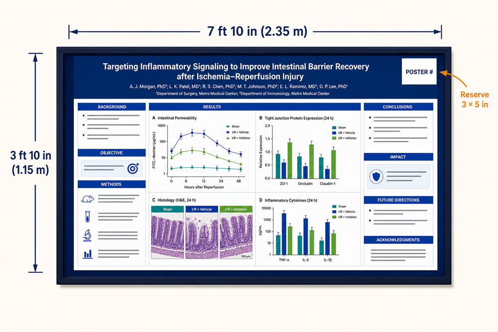 poster-preparation-example Example scientific poster layout showing board dimensions and reserved poster-number space